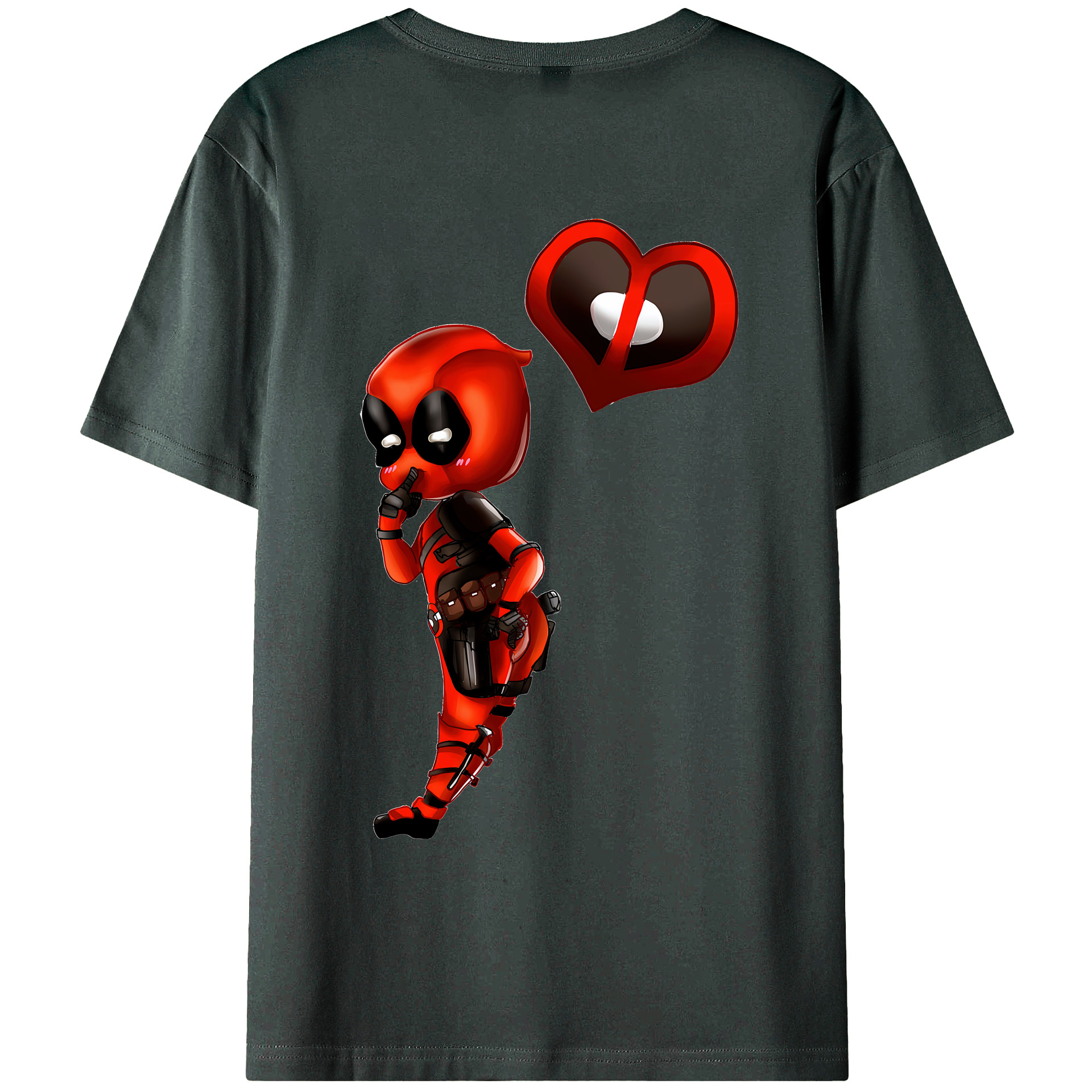 （画像用） Deadpool デッドプール 綿100％ メンズ半袖Tシャツ（バックプリント） 通気性